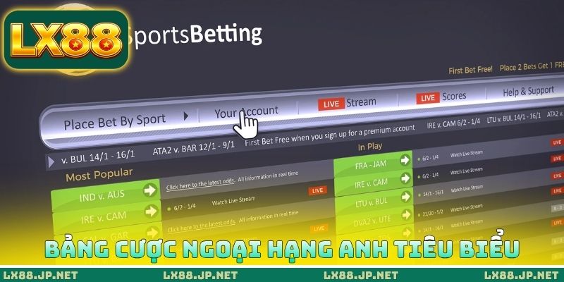 Chia sẻ bảng cược Ngoại hạng Anh tiêu biểu