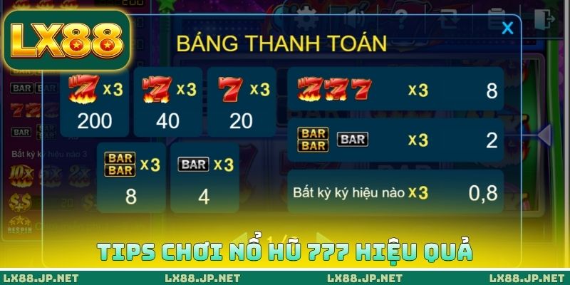 Tips chơi nổ hũ 777 hiệu quả